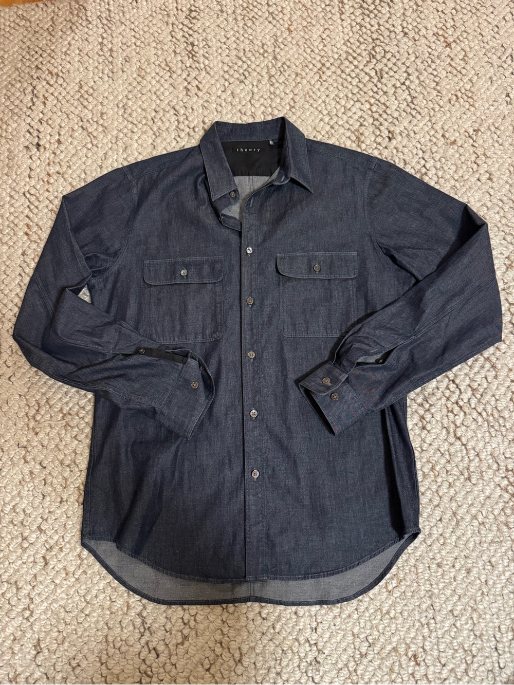Theory Men's Dark Indigo Button-Down Work Shirt